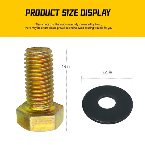 Deck Spindle Bolt Washer Kit For Hustler And Big Dog Mowers Fits Super Z Raptor SD Raptor SDX FasTrak X One XR Seven And Other Deck Spindle Assemblies For Quick Easy Mower Deck Fixes. 1.6 in bolt and 2.25 in washer