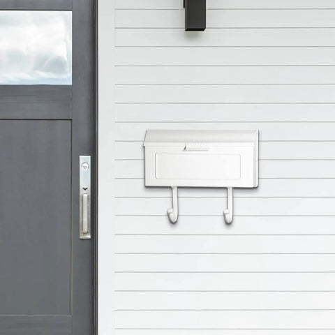 Heavy Duty Cast Aluminum Wall Mount Mailbox With Newspaper Hooks Rustproof White Outdoor Mailbox on home siding