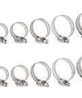 304 Stainless Steel Adjustable Worm Gear Hose Clamps Kit 12 Piece Set with various sizes displayed on white background