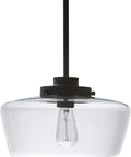 Black Finish Pendant Light With Clear Glass Shade 1 Light Fixture Includes 60W Bulb Easy Connect Installation 11 Inch Wide By 18 Inch High