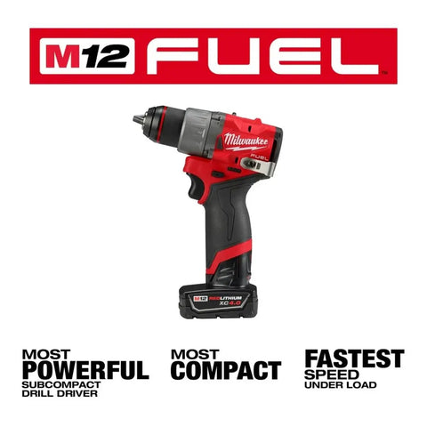 Light On Your Back 12V Brushless Cordless Drill Driver Set With Compact Frame For Tight Squeeze Spots Beefy Torque And Snappy Response Includes Fast Charger Rugged Carrying Case And Bits - M12 Fuel subcompact drill driver with battery.