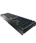 Dope Mechanical Wireless Gaming Keyboard With Fresh MX2A Blue Switches Smooth As Butter Actuation angled view with black chassis