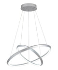 Two Ring Diamond LED Chandelier Pendant Light Dimmable Cool White 6000K Adjustable Modern Fixture For Kitchen Island Dining Room Living Room