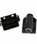 Magnetic Touch Latches 2Pcs Set For Handleless Cabinets And Cupboards in black, shown angled to display surface release mechanism.