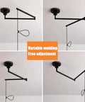 Chandelier Adjustable Hanging Light Fixtures, Modern Swing Arm Pendant,1 Long for Dining Room Kitchen Island Matte Black Finish(23.6in) variable molding.