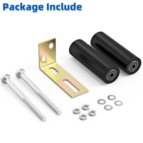 Six Inch Sliding Gate Roller With Adjustable L Bracket Heavy Duty Universal Gate Guide Kit package contents