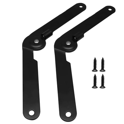 Heavy Duty 4 Pack 9 Inch 180 Degree Lid Support Hinges in black with screws, for cabinets, furniture, and boxes, showing folding feature.