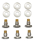 Components of Six Pack Round Brass Shower Body Spray Jets With Brushed Nickel Finish For Spa Like Massage Showerhead Kit