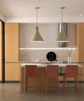 Modern kitchen with Oak Wood Peel And Stick Wallpaper For Cabinets And Drawers, Light Wood Grain Self Adhesive Contact Paper, Removable And Easy To Install, 17.7 In Wide By 118 In Long, Covers 14.5 Sq Ft, Perfect For Quick Kitchen Or Room Makeover on cabinets, island, pendant lights, and chairs.