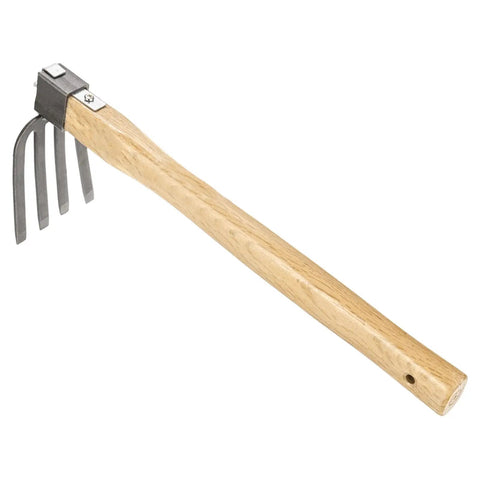 Japanese Hand Tiller And Garden Rake Tool With 15.4 Inch Stainless Steel Cultivator And Hoe For Digging Weeding And Planting
