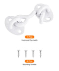 2 Inch Hook And Eye Latch For Barn Doors Privacy Hardware Stainless Steel Gate Lock Easy Install Window Cabin Hooks Sliding Doors Bedroom And Bathroom White Finish