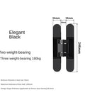 Hidden Ball Bearing Door Hinges For Secret Doors Matte Black Invisible Cross Adjustable Load Bearing 120 To 180 Kilograms Ultra Quiet Sliding Hinges With Built In Dampers, showing dimensions.