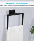 Matte Black Dope 4 Piece Bathroom Hardware Set towel holder in use with white towel, SUS304 steel, rust resistant