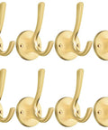 Heavy Duty Gold Wall Mounted Coat Hooks Set Of 8 With Brass Brushed Finish Robe Hangers For Entryway Closet And Bathroom Towel And Garment Hooks For Neat Organization And Extra Hanging Strength