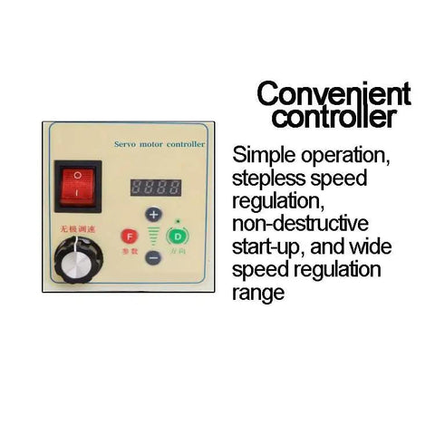 Heavy Duty Bench Grinder And Polishing Workhorse With 550 Watt Brushless Motor And Intuitive Digital Controls Spanning 200 To 7000 Rpm controller panel with digital display and speed adjustment knob.