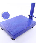 Heavy Duty Digital Floor Scale Waterproof Packing Workhorse For Shipping And Luggage Dead Nuts Accurate Up To Six Hundred Sixty Pounds metal blue platform view.