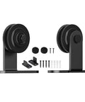 Skyen Sliding Barn Door Hardware Roller Set Black T Shape Roller Set Carbon Steel With Black Powder Coat Includes 2 Rollers 2 End Caps