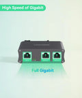 Heavy Duty 2 Port Gigabit PoE Extender With Passthrough And Split 30W To Two PoE Cameras front view showing ports
