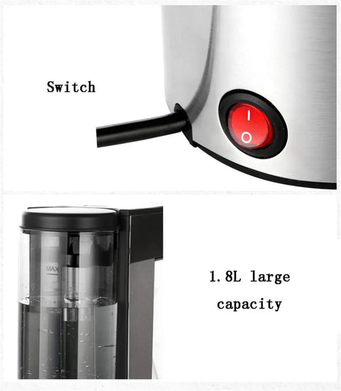 Close-up of switch and water tank on Automatic Bean To Cup Coffee Maker With Integrated Milk Frother Hassle Free Brewing System.