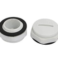 M18 Nylon Cable Gland Cap End Cover For Electrical Panels And Enclosures, Male Threaded Gland Cap, Easy Install, Tight Seal, Fits 24 By 14 Mm Size, Heavy Duty Rubber, 10 Pack For DIY Projects And Industrial Use Pro Grade, white nylon cap with black seal