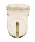 White T5 Bi-Pin Miniature Lampholder with low profile design, front view showing snap-in or slide-on mounting, suitable for slim fixtures.