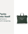 Ultralight 20L Dry Stuff Pack for Travel and Quick Day Trips with Roll Top Waterproof Closure, compacted in storage bag