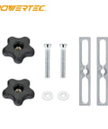 Miter Slot Hardware Kit With Aluminum Slot Bars Two Brass Black Star Knobs And Five Sixteenth Inch Screws And Washers
