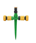 360 Degree Sprinkler Rotating Irrigation System For Lawn Farm Greenhouse Watering Tool green plastic with yellow sprinkler heads