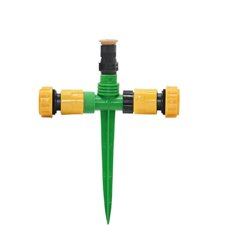 360 Degree Sprinkler Rotating Irrigation System For Lawn Farm Greenhouse Watering Tool green plastic with yellow sprinkler heads