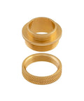 Pro Grade Juice Groove Router Template Guide Bushing features solid gold-colored metal pieces showing inner and outer threading.