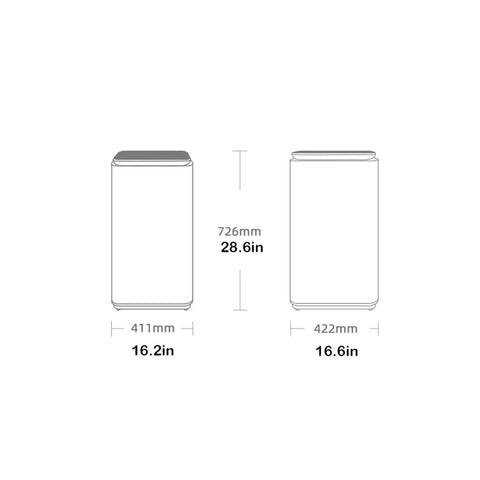 No Sweat Portable Mini Washing Machine With Smart Led Touch Panel And One Click Operation, Compact Space Saving Laundry Washer dimensions illustration.