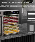 Straight Up Professional Grade Commercial Freeze Dryer And Dehydrator Machine With 12 Stainless Steel Trays For Quick Food Preservation Jerky Batches with digital panel and multi-layer trays.