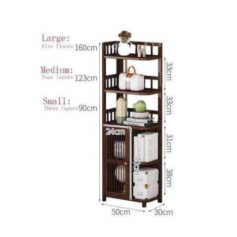 Corner Triangle Bookshelf For Living Room Wall Cabinets Space Saving Storage Shelves Bookcase For Home Office Durable Thick Panel Construction With Retro Style showing size variations in large, medium, small.