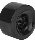 Close-up of a 90mm black PU wheel designed for electric scooters and longboards, featuring shockproof properties and universal fit.