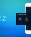 Mobile app interface showing parental controls for EA7500 Dual-Band Wi-Fi Router for Home With MU-MIMO, AC1900 Speeds Up To 1.9 Gbps.