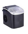 Slick Countertop Ice Maker That Whips Up Fast Six Minute Frozen Cubes While Dropping A Solid 25 Pounds Each Day Featuring Smooth Self Cleaning Tech For Your Home Kitchen Vibes in sleek black with a clear lid.