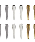 12 Piece Alloy Bolo Tie Cord End Caps Set in Three Colors, Vintage Cowboy Style Tips, 3 cm Long With 4 mm Inner Diameter for DIY Jewelry Making, Necklaces, Neckties, and Craft End Caps, 12 alloy caps in silver and gold