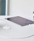 Round Furniture Power Center With USB Ports 1 Outlet USB Type A And USB C 6 Foot Cord White Low Profile Mount For Tables Desks And Couch Setup Easy Drill In Installation on table