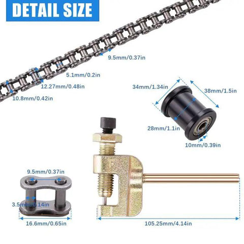 Detail size of Beefed Up 35 Chain 140 Links Mini Bike Chain Tensioner For Go Karts And Mini Bikes Compatible With 79Cc Through 212Cc Engines