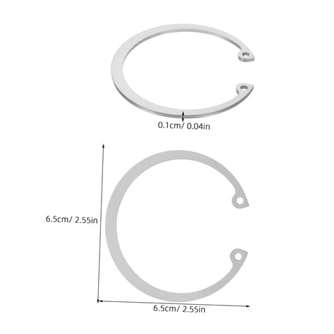 Dimensions of Five Piece Stainless Steel Internal C Clip Snap Ring Set For Grooved Shafts And Studs with thickness and diameter