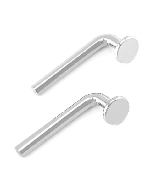 Universal Pallet Rack Safety Bolts Set, Built to Last Heavy Duty Drop Pins For Shelving Systems, J Bolt Design, Galvanized, 2 pieces on white