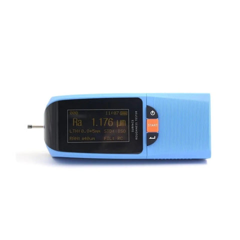 No Fuss Portable Digital Surface Roughness Gauge With Slick Two Point Four Inch Color Screen And Quick Charge Battery display showing measurement