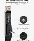 Premium Heavy Duty Smart Fingerprint Door Lock featuring slick electronic keyless access and waterproof zinc alloy with emergency unlocking options.
