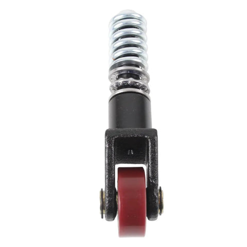 BailhePan Balance Wheel Assembly For Apollo A1018 A1019 Electric Pallet Jack Truck, red wheel with spring mechanism, front view.