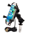 Heavy Duty Motorcycle Phone Mount with USB Charger Ultra Secure Phone Holder for GPS Navigation on sport bikes