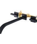 Matte Black Wall Mount Bathtub Filler With High Flow And Extra Long Reach Dual Handle Bath Filler Faucet For Tub And Basin