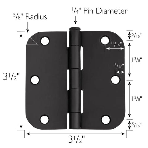 Matte Black Door Hinges Set, Water-Resistant And Pre-Lubricated, 10-Pack For Left Or Right Handed Doors, 3.5 Inch dimensions