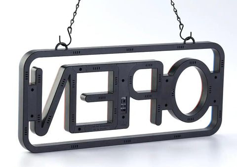 Back view of Ultra Bright 21 By 10 LED Open Sign With Remote Control Lit Daylight Visible Neon Open Sign In Blue And Red