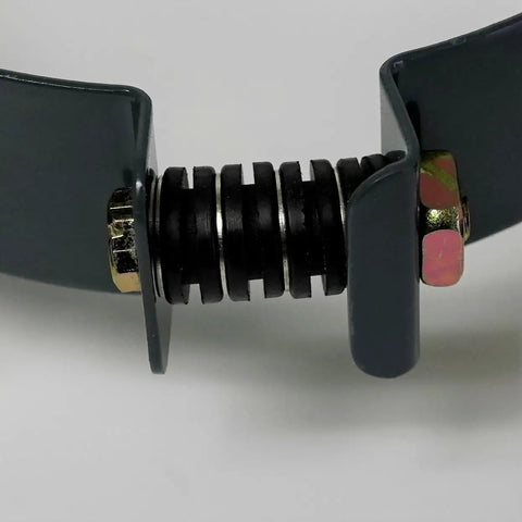 Universal Four-Arm Motor Mount Bracket with vibration dampening grommets shown in gray metal detail