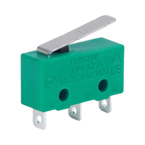 KW4 3Z 3 Miniature Microswitch With Green IP40 Waterproof Housing Tripod Roller SPDT NO NC 5A At 250VAC Ideal For Electronic Devices Gear DIY Projects Robotics Automation Automotive And Home Appliances, green housing